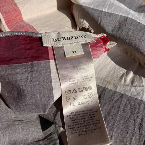 Burberry London Long Rectangular Fringe Scarf Cotton Nova Check Plaid Unisex 55" - Picture 7 of 8